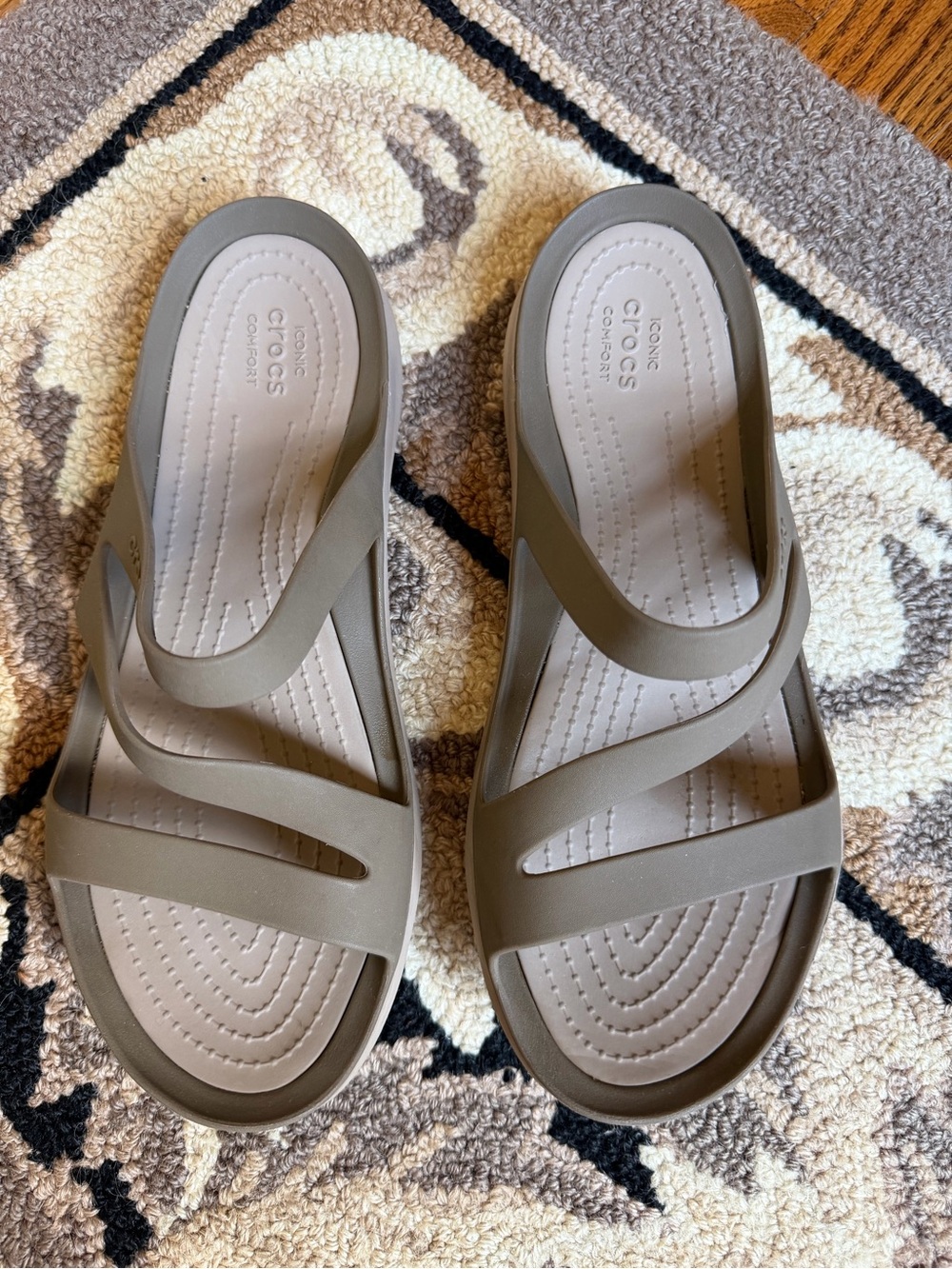 Crocs Classic Swiftwater Slide Sandals in Taupe